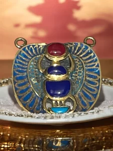Gold Egyptian Scarab Blue Lapis Lazuli Pendant