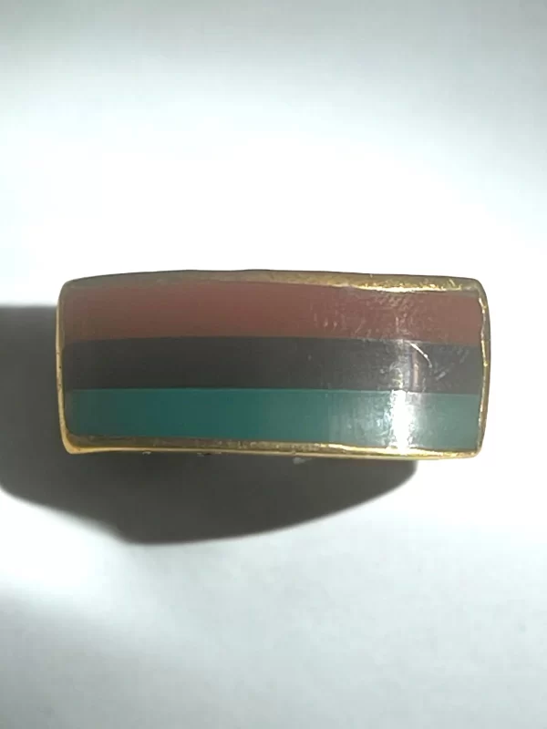 Vintage-Inspired Onyx, Carnelian, and Green Agate Striped Brass Ring - Image 5