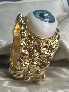 Gold Plated Surrealist Evil Eye Protection Ring