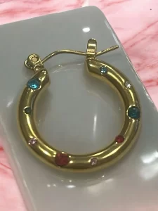 Rainbow Gemstone Hoop Earrings