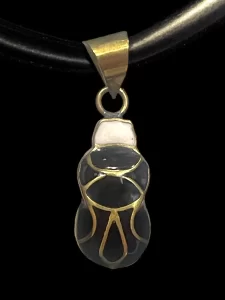 Black Scarab Pendant with Gold Accents - Egyptian Symbol of Transformation