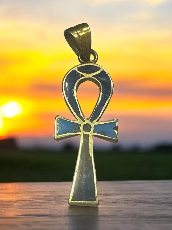 Egyptian Ankh Pendant with Blue Enamel – Symbol of Life and Immortality - Image 5