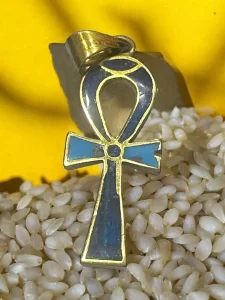 Egyptian Ankh Pendant with Blue Enamel – Symbol of Life and Immortality