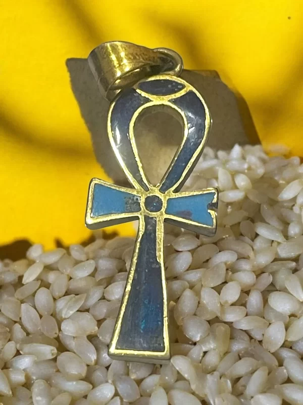 Egyptian Ankh Pendant with Blue Enamel – Symbol of Life and Immortality - Image 2