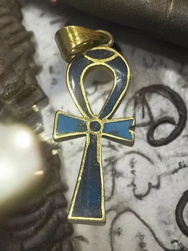 Egyptian Ankh Pendant with Blue Enamel – Symbol of Life and Immortality - Image 4