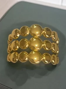 Triple-Band Gold-Tone Beaded Statement Ring