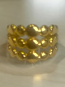 Triple-Band Gold-Tone Beaded Statement Ring
