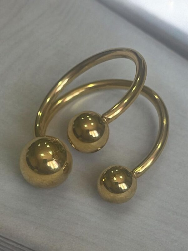 Bold Open-Design Spherical Gold-Tone Ring