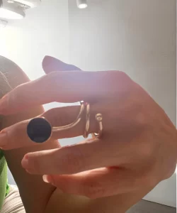 Bold Spiral Adjustable Ring with Dark Blue Accent