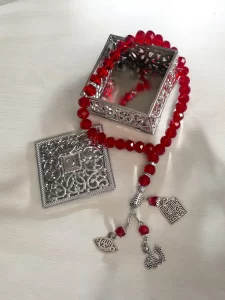 33 Beads Red Crystal Islamic Prayer Beads in Decorative Box