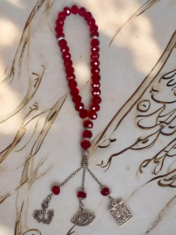 33 Beads Red Crystal Islamic Prayer Beads in Decorative Box - Image 3