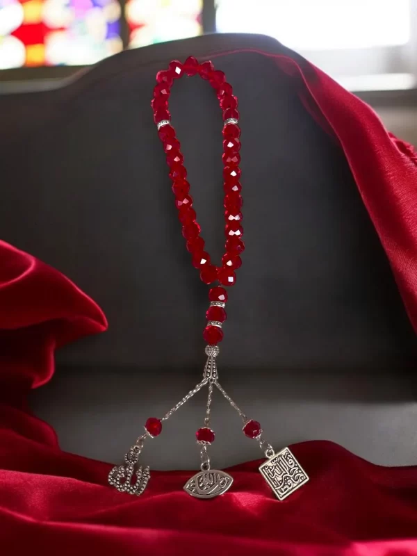 33 Beads Red Crystal Islamic Prayer Beads in Decorative Box - Image 4