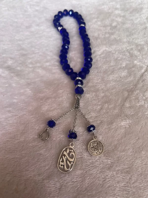 33 Beads Blue Crystal Islamic Prayer Beads in Decorative Box - Image 3