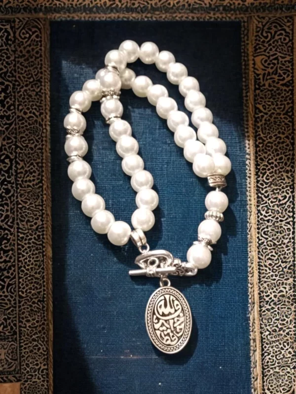 Islamic 33 Beads Pearl Rosary with Closure Converts into Bracelet - Image 2
