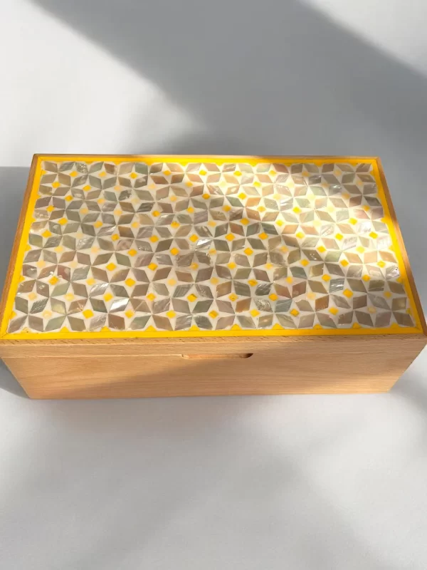 Handcrafted Mother of Pearl Geometric Design box