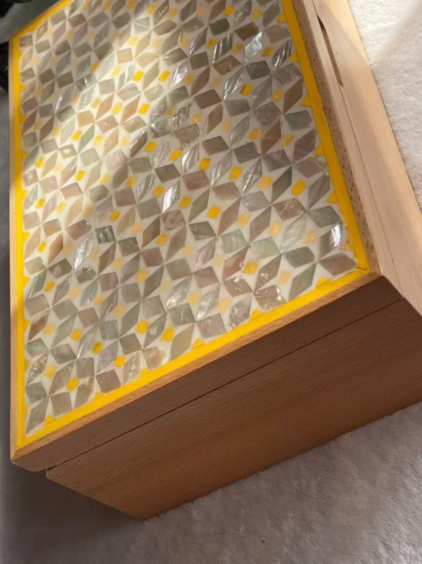 Handcrafted Mother of Pearl Geometric Design box - Image 3