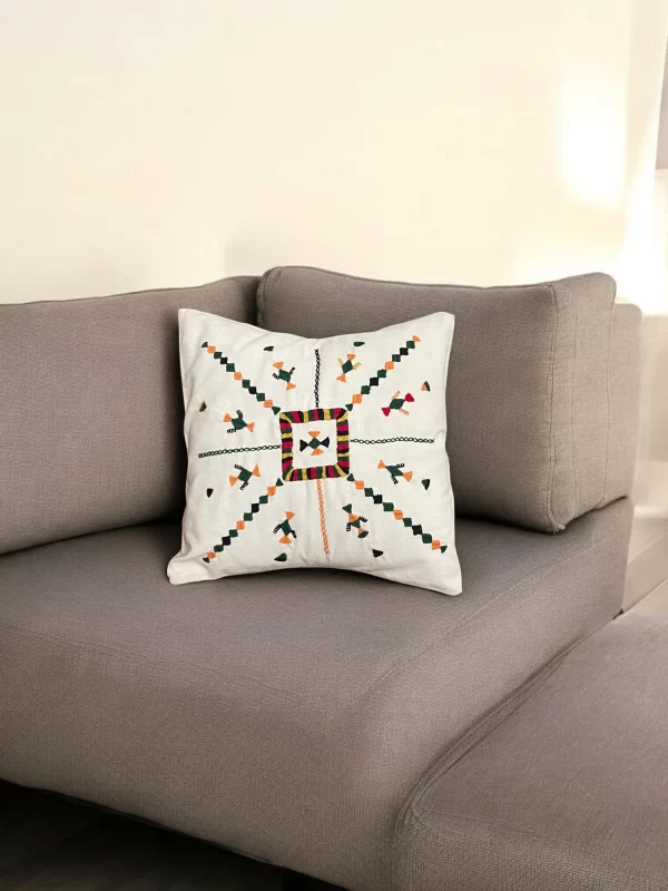 Hand-Embroidered 17" Egyptian Siwa Tribal Cushion - Image 4