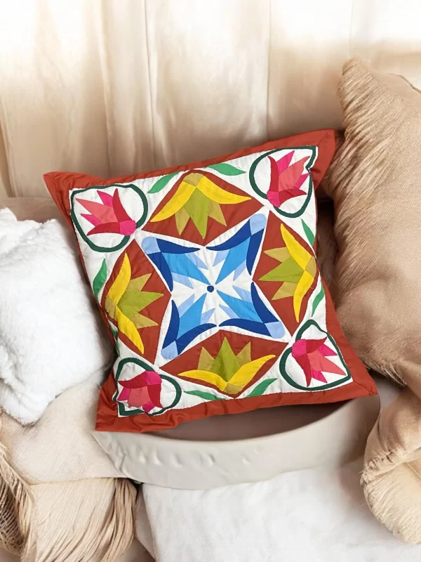 Floral Patchwork Khayamiya Cushion - Image 4