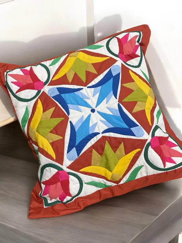 Floral Patchwork Khayamiya Cushion - Image 2