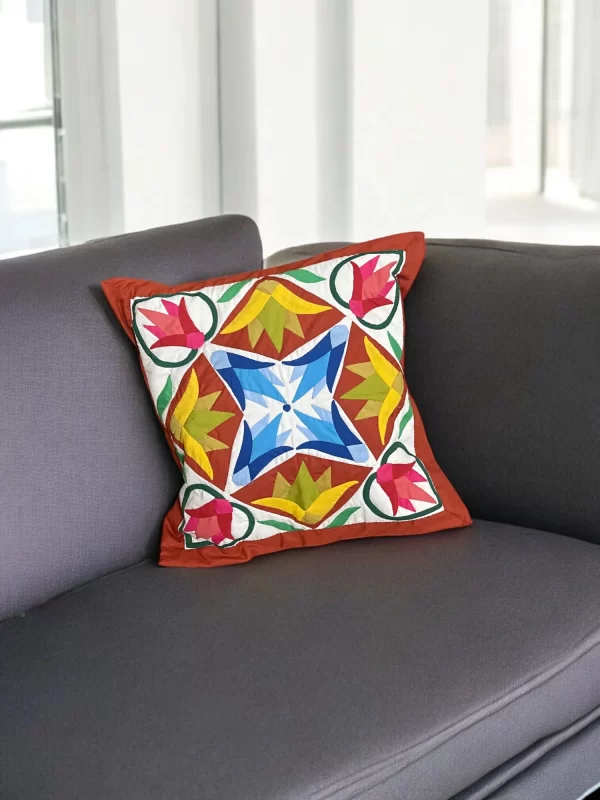 Floral Patchwork Khayamiya Cushion - Image 3