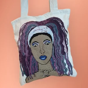 Afro-Futuristic Handmade Embroidery Tote Bag