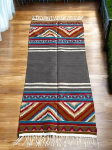 Handwoven Egyptian Kilim Rug – Tribal Geometric Wool Tapestry (2.5ft x 5.7ft)