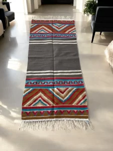 Handwoven Egyptian Kilim Rug – Tribal Geometric Wool Tapestry (2.5ft x 5.7ft)