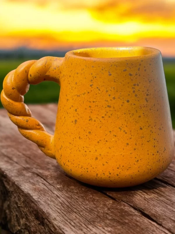 Golden Sunrise Handmade Pottery Mug - Image 2