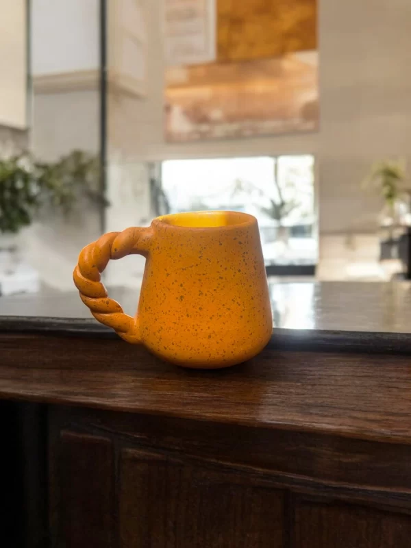 Golden Sunrise Handmade Pottery Mug - Image 3