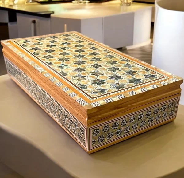 Handmade Wooden Box with Mother of Pearl Inlay - Image 4