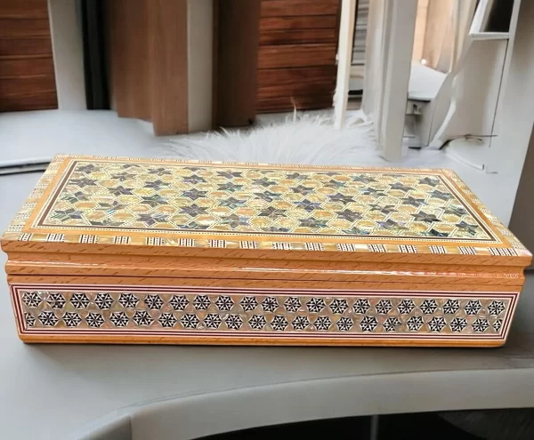 Handmade Wooden Box with Mother of Pearl Inlay - Image 5