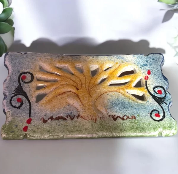 Handcrafted Pottery Tree of Life Trivet - Image 3