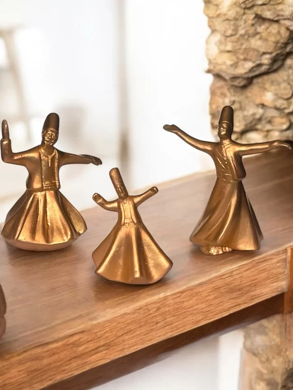 Golden Tanoura Whirling Dervish Statue Set of 3 - Image 3