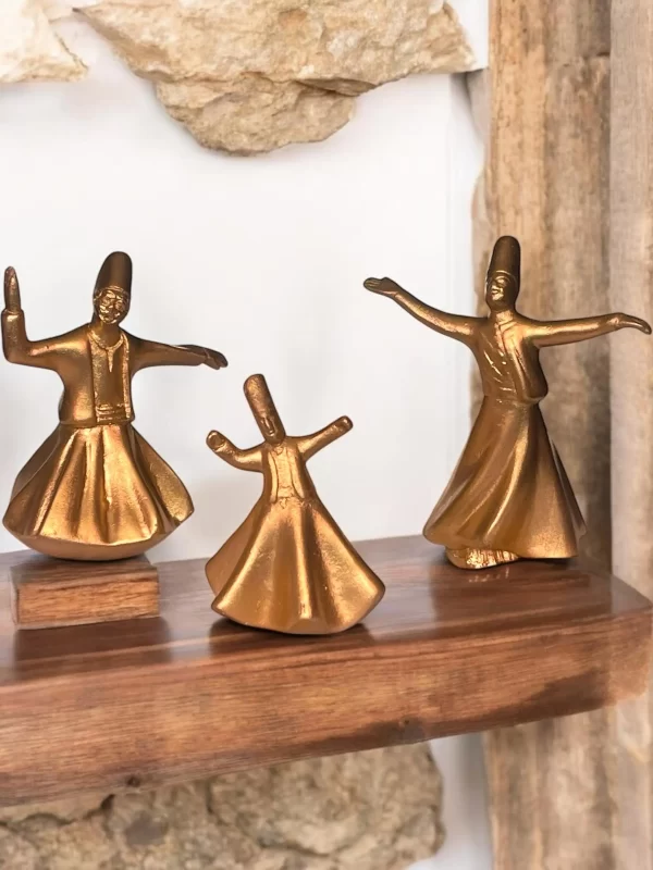 Golden Tanoura Whirling Dervish Statue Set of 3 - Image 4