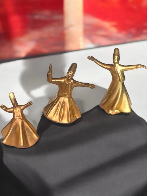 Golden Tanoura Whirling Dervish Statue Set of 3 - Image 5