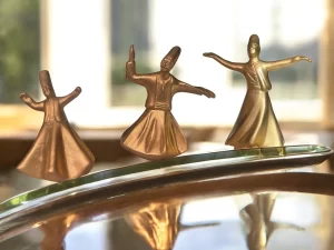 Golden Tanoura Whirling Dervish Statue Set of 3