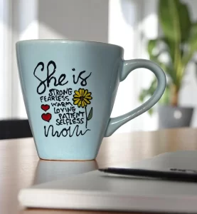 Handmade “She is Mom”  Floral Rhinestone Mother’s Day Mug