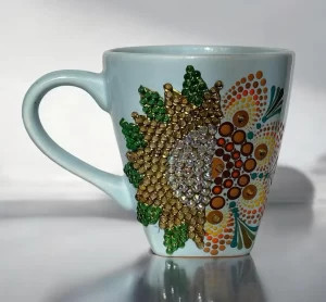 Handmade “She is Mom”  Floral Rhinestone Mother’s Day Mug