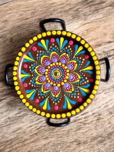 Set of 6 Handmade Mandala Coasters with Storage