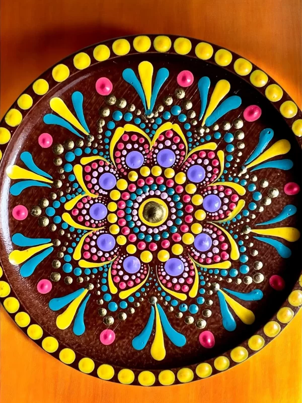 Set of 6 Handmade Mandala Coasters with Storage - Image 6