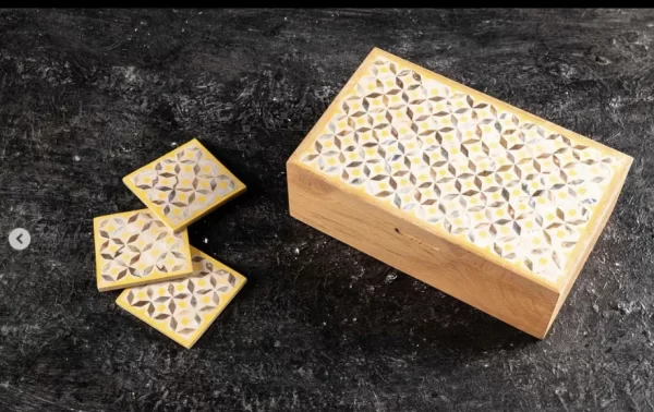 Handcrafted Mother of Pearl Geometric Design box - Image 4