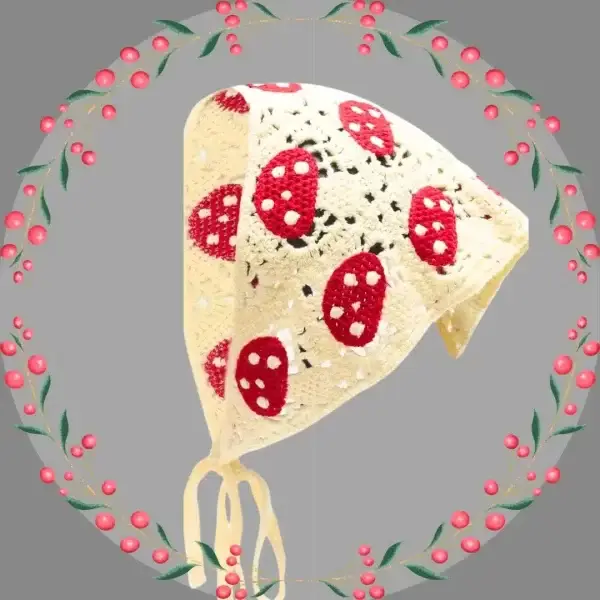 Handmade Cotton Triangle Head Scarf - Crochet Hair Bandana