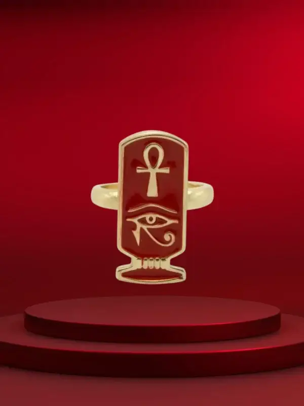 18K Gold-Plated Cartouche Ring - Pharaonic Jewelry