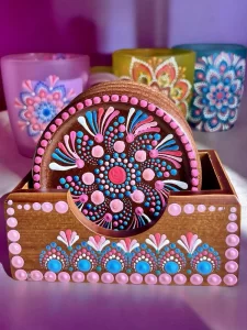 Hand-Painted Mandala Coaster Set