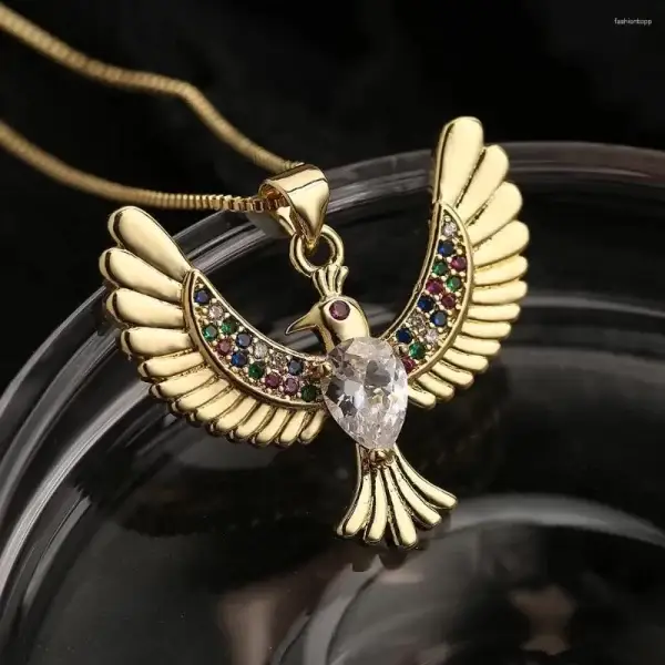 Stunning Phoenix Bird Necklace with Colorful Zirconias