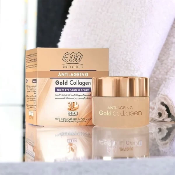 Eva Gold Collagen Eye Cream 15ml - Anti-Aging Night Contour Care with 24K Gold - Image 2