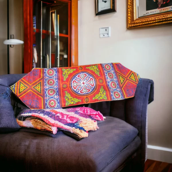 Egyptian Cotton Khayamiya Table Runner 136cm x 40cm - Colorful Islamic Ramadan Décor - Image 2