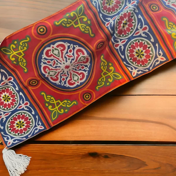 Egyptian Cotton Khayamiya Table Runner 144cm x 45cm - Colorful Islamic Ramadan Décor
