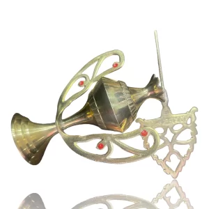 Vintage Brass Surme Dani - Large Traditional Kohl Holder with Stick, 6.7" Islamic Arabian Décor