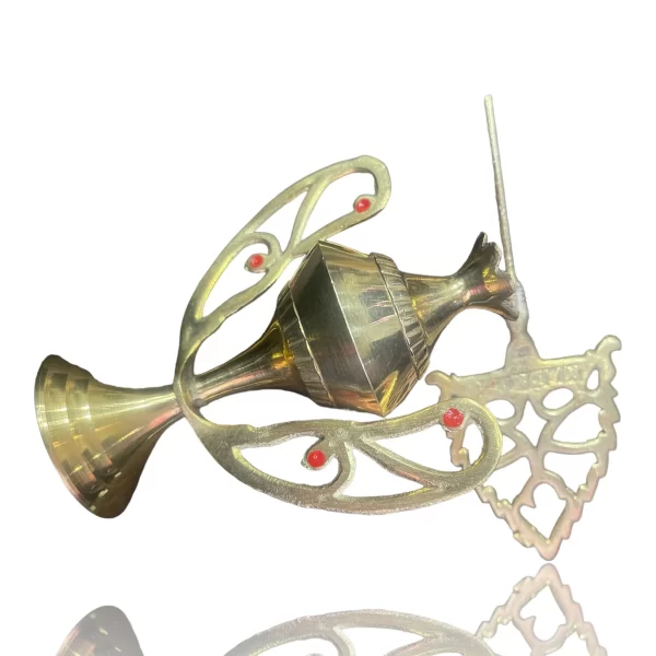 Vintage Brass Surme Dani - Large Traditional Kohl Holder with Stick, 6.7" Islamic Arabian Décor - Image 2